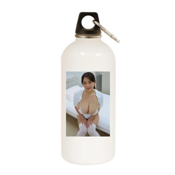 Saki Yanase White Water Bottle With Carabiner