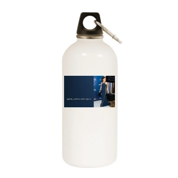 Salma Hayek White Water Bottle With Carabiner