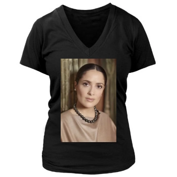 Salma Hayek Women's Deep V-Neck TShirt