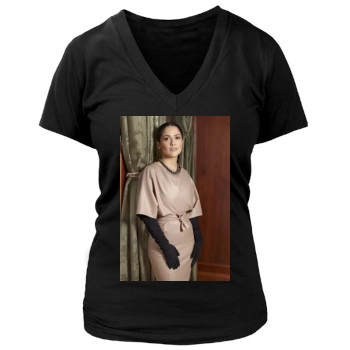 Salma Hayek Women's Deep V-Neck TShirt