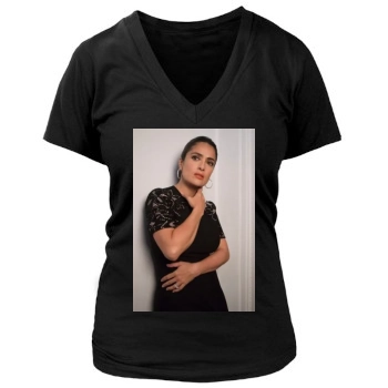 Salma Hayek Women's Deep V-Neck TShirt