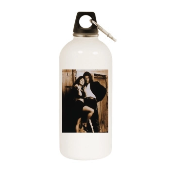 Salma Hayek White Water Bottle With Carabiner