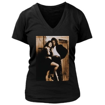 Salma Hayek Women's Deep V-Neck TShirt