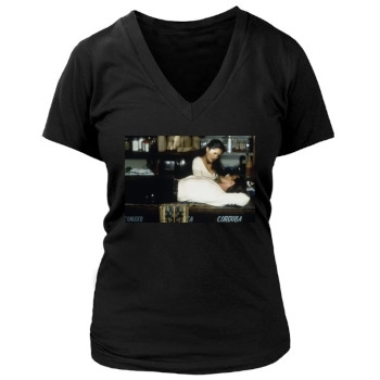 Salma Hayek Women's Deep V-Neck TShirt