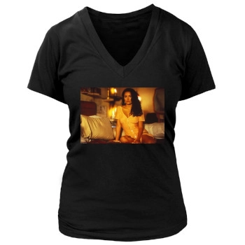 Salma Hayek Women's Deep V-Neck TShirt