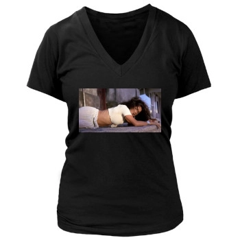 Salma Hayek Women's Deep V-Neck TShirt