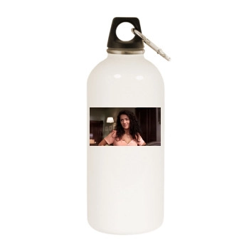 Salma Hayek White Water Bottle With Carabiner