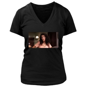 Salma Hayek Women's Deep V-Neck TShirt