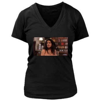 Salma Hayek Women's Deep V-Neck TShirt