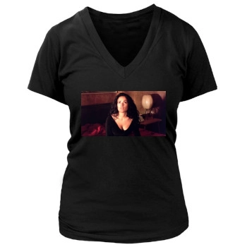 Salma Hayek Women's Deep V-Neck TShirt