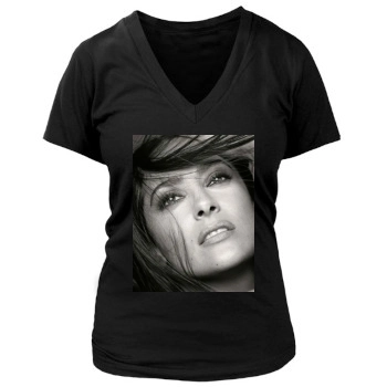 Salma Hayek Women's Deep V-Neck TShirt