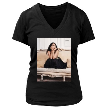 Salma Hayek Women's Deep V-Neck TShirt