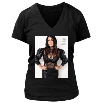 Salma Hayek Women's Deep V-Neck TShirt