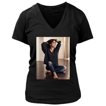 Salma Hayek Women's Deep V-Neck TShirt