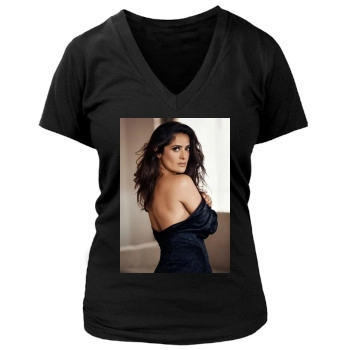 Salma Hayek Women's Deep V-Neck TShirt