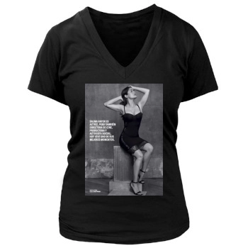 Salma Hayek Women's Deep V-Neck TShirt