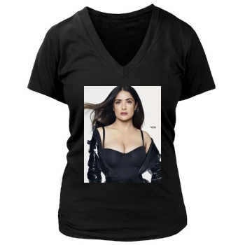 Salma Hayek Women's Deep V-Neck TShirt