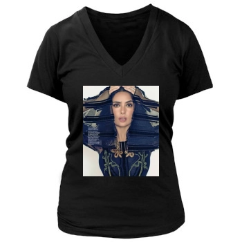 Salma Hayek Women's Deep V-Neck TShirt