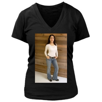 Salma Hayek Women's Deep V-Neck TShirt