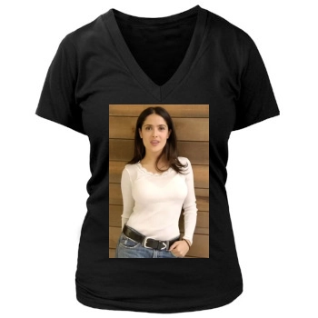 Salma Hayek Women's Deep V-Neck TShirt