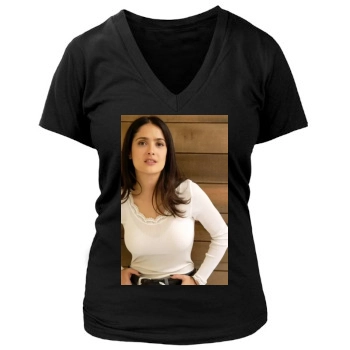 Salma Hayek Women's Deep V-Neck TShirt