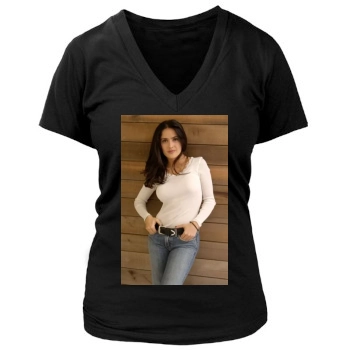 Salma Hayek Women's Deep V-Neck TShirt