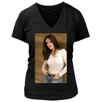 Salma Hayek Women's Deep V-Neck TShirt