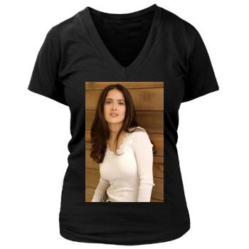 Salma Hayek Women's Deep V-Neck TShirt