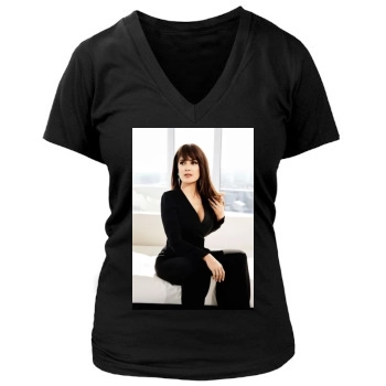 Salma Hayek Women's Deep V-Neck TShirt