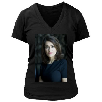 Salma Hayek Women's Deep V-Neck TShirt