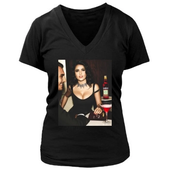 Salma Hayek Women's Deep V-Neck TShirt