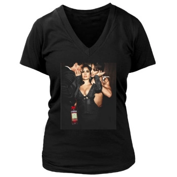 Salma Hayek Women's Deep V-Neck TShirt