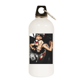 Salma Hayek White Water Bottle With Carabiner