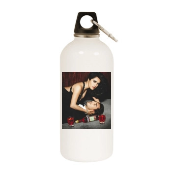 Salma Hayek White Water Bottle With Carabiner