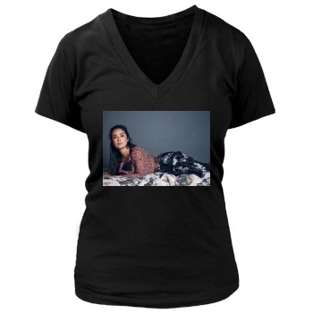 Salma Hayek Women's Deep V-Neck TShirt