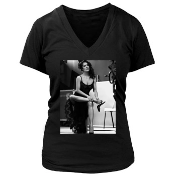 Salma Hayek Women's Deep V-Neck TShirt