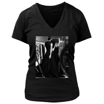 Salma Hayek Women's Deep V-Neck TShirt