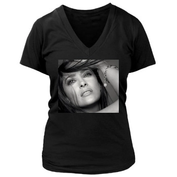 Salma Hayek Women's Deep V-Neck TShirt