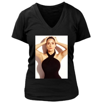 Salma Hayek Women's Deep V-Neck TShirt