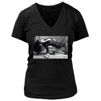 Salma Hayek Women's Deep V-Neck TShirt