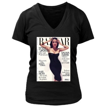 Salma Hayek Women's Deep V-Neck TShirt