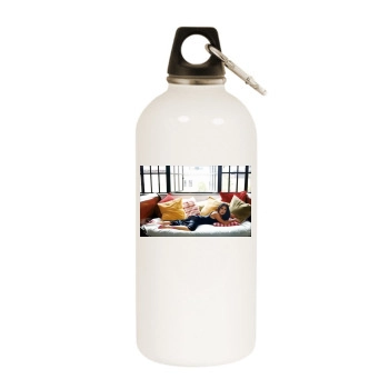 Salma Hayek White Water Bottle With Carabiner