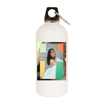 Salma Hayek White Water Bottle With Carabiner