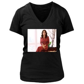 Salma Hayek Women's Deep V-Neck TShirt