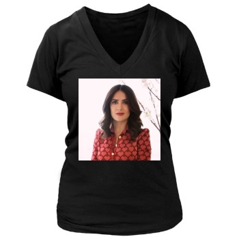 Salma Hayek Women's Deep V-Neck TShirt