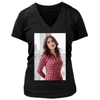 Salma Hayek Women's Deep V-Neck TShirt