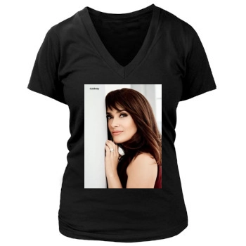 Salma Hayek Women's Deep V-Neck TShirt