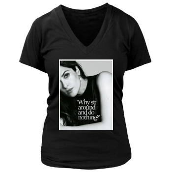 Salma Hayek Women's Deep V-Neck TShirt