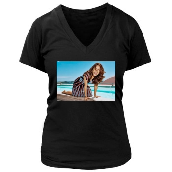 Salma Hayek Women's Deep V-Neck TShirt