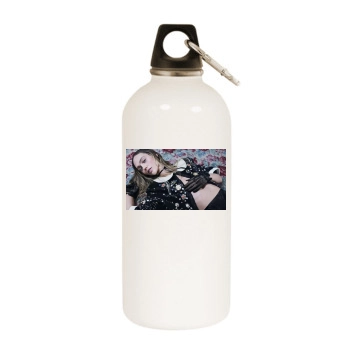 Sasha Pivovarova White Water Bottle With Carabiner